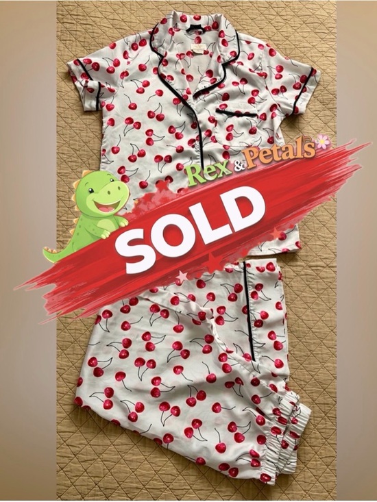 kate spade Other - kate spade Cherry Print Satin Feel Pajama Set in Red and White with Black Trim